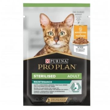 Purina Pro Plan Nutrisavour, pui, hrana umeda pentru pisici adulte sterilizate, 15 x 85 g