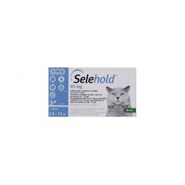 Selehold 45 mg, pipeta antiparazitara pentru pisici de talie medie (2.6 - 7.5 kg), 1 pipeta