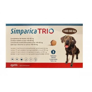 Antiparazitar extern pentru caini intre 40-60 kg Simparica Trio, 1 tableta (72 mg)