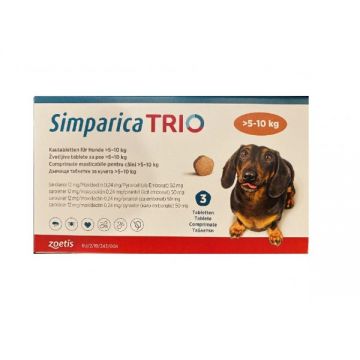 Antiparazitar extern pentru caini Simparica Trio (5-10 kg), 1 tableta
