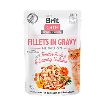 Brit Care Cat Fillets in Gravy With Tender Turkey and Savory Salmon 85 g