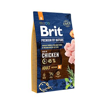 Brit Premium by Nature Adult M, hrana uscata pentru caini adulti de talie medie, 8 kg