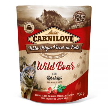 Carnilove Dog Pouch Paté Wild Boar with Rosehips 300 g