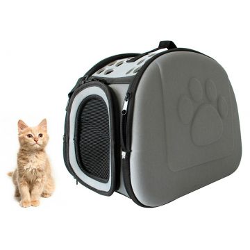 Geanta de transport caini si pisici, gri, 43 x 30 x 32 cm