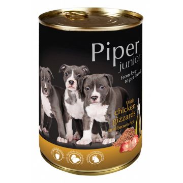 Hrana umeda Piper Junior, Pipote de Pui si Orez brun, Pachet 4 X 400 g