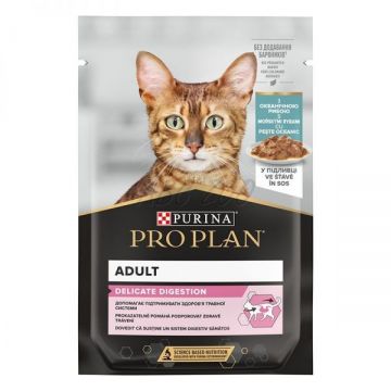 Purina Pro Plan Delicate Digestion, curcan, hrana umeda pentru pisici, 10 x 85 g