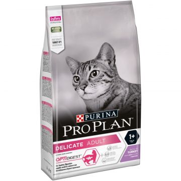 Purina Pro Plan Delicate Adult Optidigest, curcan, hrana uscata pentru pisici adulte cu sensibilitati digestive, 1.5 kg