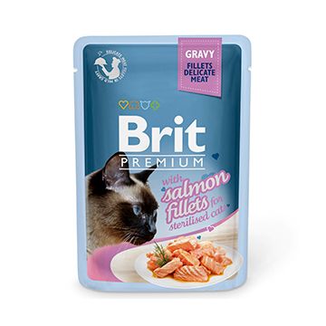 Brit Cat Delicate Salmon in Gravy For Sterilised, Set 10 X 85 g