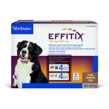 Antiparazitar extern pentru caini intre 40-60 kg Effitix XL, 4 pipete