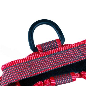 Ham ajustabil, rosu, cu elemente reflectorizante, circumferința piept 58-76 cm, pentru câini cu greutate de 14-25 kg