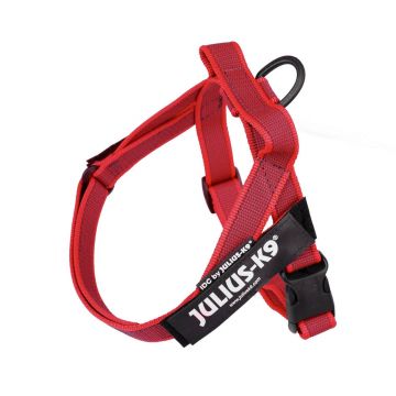 Ham ajustabil, rosu, elemente reflectorizante, circumferința piept 49-67 cm, pentru caini cu greutate de 7-15 kg