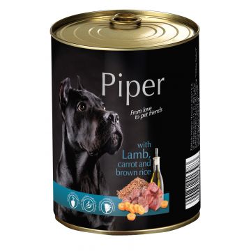 Hrana umeda Piper Adult, miel, morcovi si orez brun, pachet 4 X 800 g