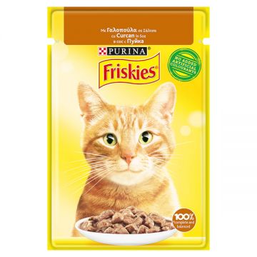 Purina Friskies, curcan in sos, hrana umeda pentru pisici adulte si pisici sterilizate, 85 g