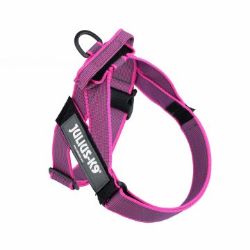 Ham ajustabil, roz, elemente reflectorizante, circumferința piept 49-67 cm, pentru câini cu greutate de 7-15 kg
