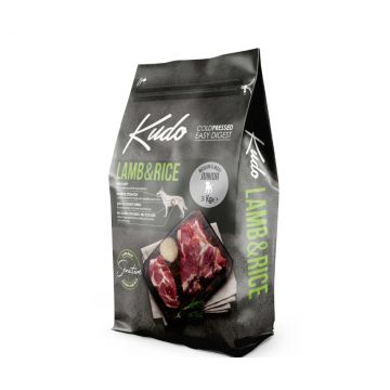 Kudo Junior Mediu-Maxi - Hrana uscata, presata la rece - Miel si Orez - 3kg