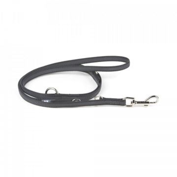Lesa antiderapanta cu maner, neagra, dublu ajustabila, 14 mm x 2.2 m, pentru caini cu greutate de pana la 30 kg