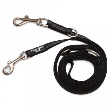 Lesa antiderapanta cu maner, neagra, dublu ajustabila, 20 mm x 2.2 m, pentru caini cu greutate de pana la 50 kg