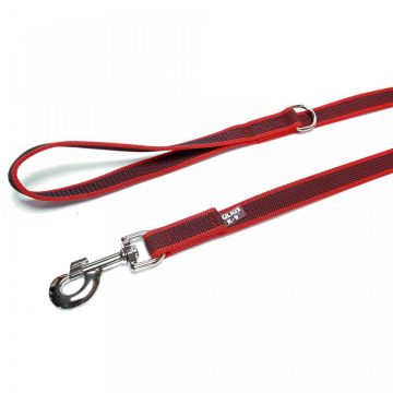 Lesa antiderapanta cu maner, rosie, utilizare indelungata, latime 20 mm x lungime 1 m, pentru caini cu greutate de pana la 50 kg