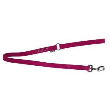 Lesa din piele, roz, accesorizata cu strasuri multicolore, lungime 1 m, latime 22 mm