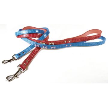 Lesa din piele imprimeu crocodil, rosie, eleganta, lungime 120 cm, latime 2 cm