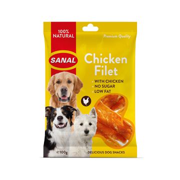 Sanal Dog bucati de pui plic 100 g