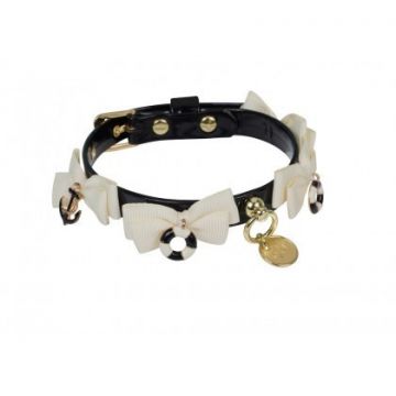 Zgarda caini, neagra, decorata cu fundite, 25 cm