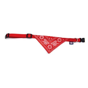 Zgarda nylon cu bandana, rosie, ajustabila, 20-30 cm x 1 cm