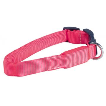 Zgarda reglabila cu LED, roz, impermeabila, 28-38 cm x 2 cm