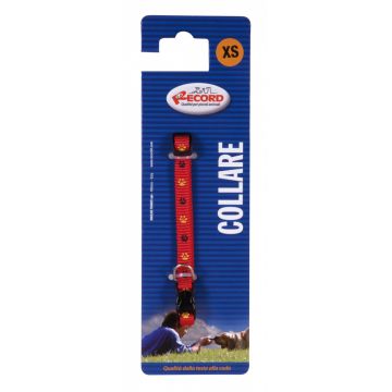 Zgarda reglabila din nylon, colorata, cu imprimeu labute, 40-55 cm x 2 cm