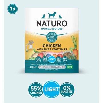 Caserola Naturo Adult Light cu Carne de Pui, Orez si Legume 400g