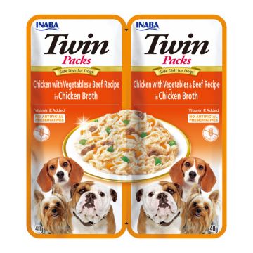 Churu Dog Twin Pui cu Legume si Vita in Supa de Pui