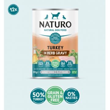 Conserva Naturo Adult cu Carne de Curcan, Fructe si Legume in Sos cu Ierburi Aromatice 390g