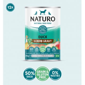 Conserva Naturo Adult cu Carne de Rata, Fructe si Legume in Sos cu Ierburi Aromatice 390g