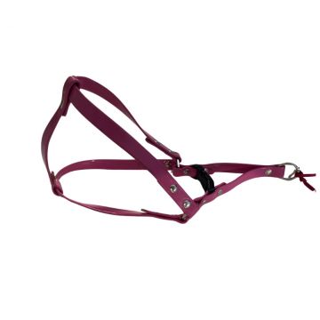 Ham reglabil, fuxia, din piele ecologica, model camuflaj, circumferinta piept 39-43 cm, circumferinta gat 34 cm