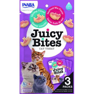 Juicy Bites Recompense pentru Pisici cu Creveti si Mix Fructe de Mare