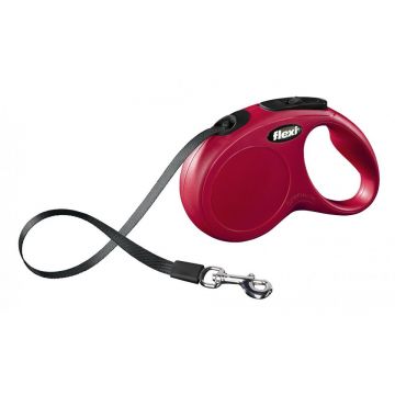 Lesa retractabila, cu banda - Flexi New Classic - L (50 kg) - Rosu