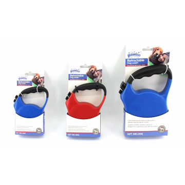 Lesa retractabila cu banda pentru caini, neagra, ergonomica, lungime 3 m, pentru caini cu greutate de pana la 60 kg