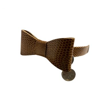 Zgarda caini din ecopiele, maro, decor fundita, 25 cm