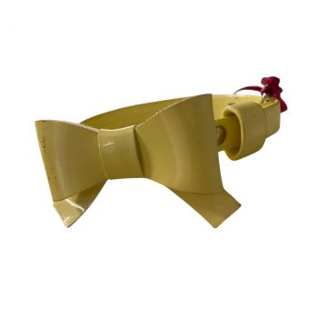 Zgarda caini din ecopiele, galbena, decor fundita, lungime 35 cm