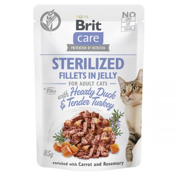 Brit Care Cat Sterilized Fillets in Jelly Hearty Duck & Tender Turkey 85 g