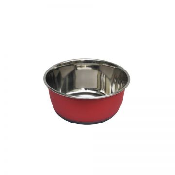 Castron inox antiderapant - Rosu - 1.9l