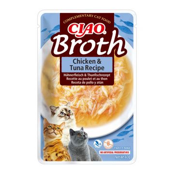 Ciao Broth pentru Pisici cu Pui si Ton