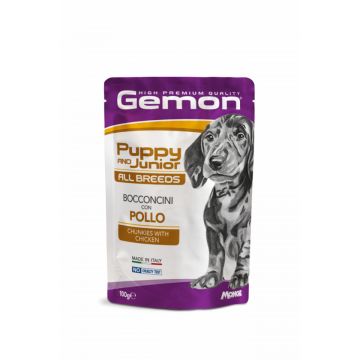 Gemon Chunkies Puppy & Junior All Breeds - Hrana umeda completa - Pui - 100g