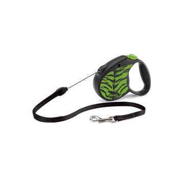 Lesa retractabila Flexi, Tiger, lungime 5 m, pentru caini cu greutate de pana la 12 kg
