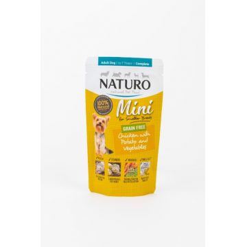 Pouch Naturo Dog Adult Mini cu Carne de Pui 150 Gr