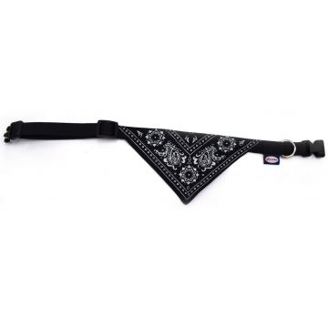 Zgarda nylon cu bandana, neagra, ajustabila, 20-30 cm x 1 cm