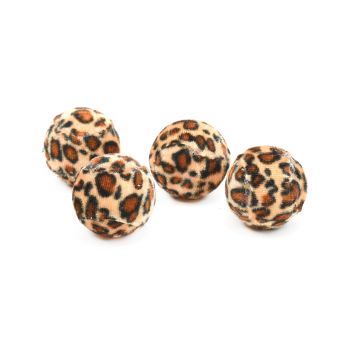 Jucarie pentru pisici minge cu imprimeu de leopard 4 bucati