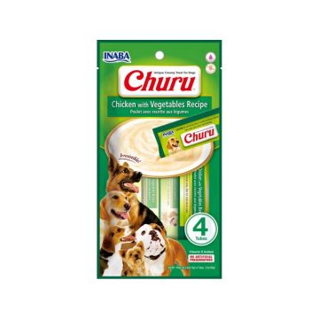 Churu Recompense Cremoase pentru caini cu Pui si Legume