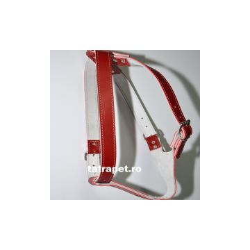 Ham din piele, rosu, reglabil, 90-110 cm