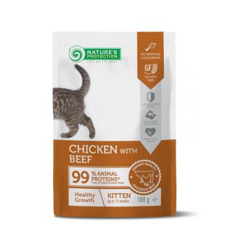 Nature's Protection Kitten, pui si vita, hrana umeda pentru puii de pisica, 100 g